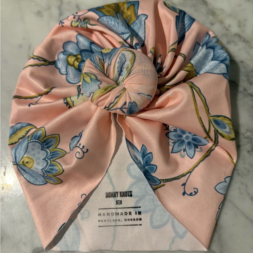 Bunny Knots Swim Turban Floral Pink/Blue Sun Cap SPF 50 Pool Beach 6-12 M NWOT
